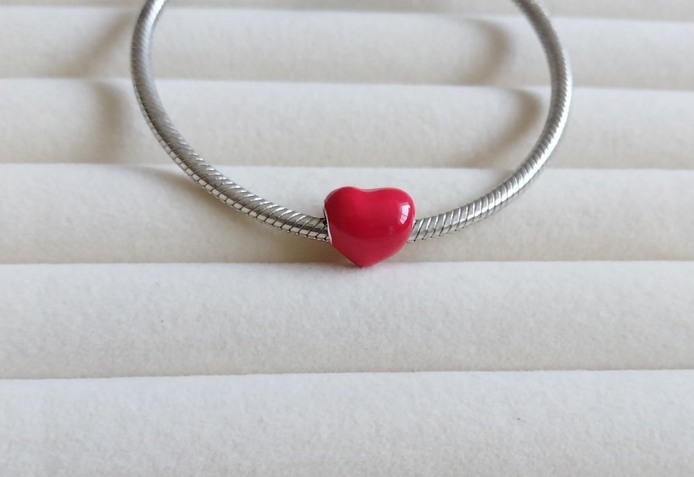 Metalik Kırmızı Kalp Charm - Görsel 2