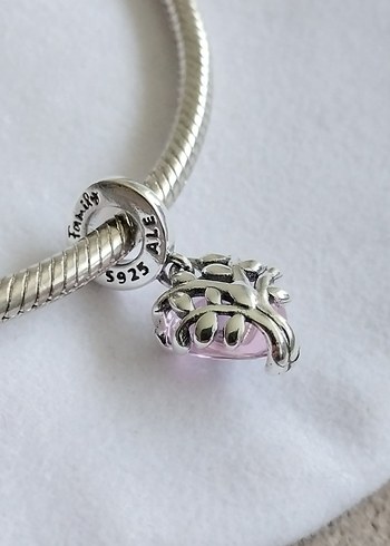 Pembe Aile Ağacı ve Kalp Sallantılı Charm - Görsel 3