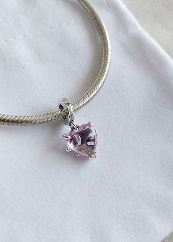 Pembe Aile Ağacı ve Kalp Sallantılı Charm - Görsel 4