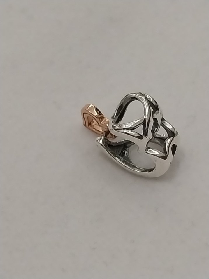 İKİ RENKLİ KAFES İŞİ SONSUZ KALP CHARM - Görsel 4