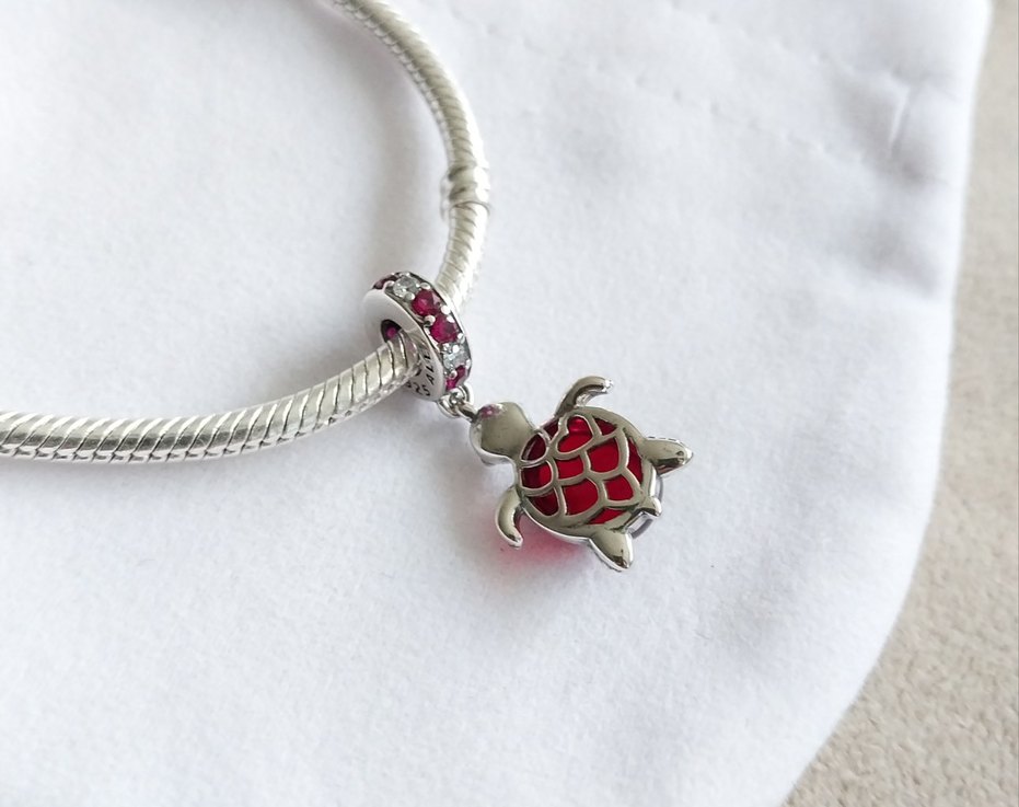 MURANO CAMI KIRMIZI DENİZ KAPLUMBAĞASI CHARM - Görsel 3