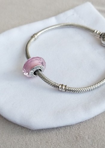 PEMBE YÜZEYLİ CAM MURANO CHARM - Görsel 2