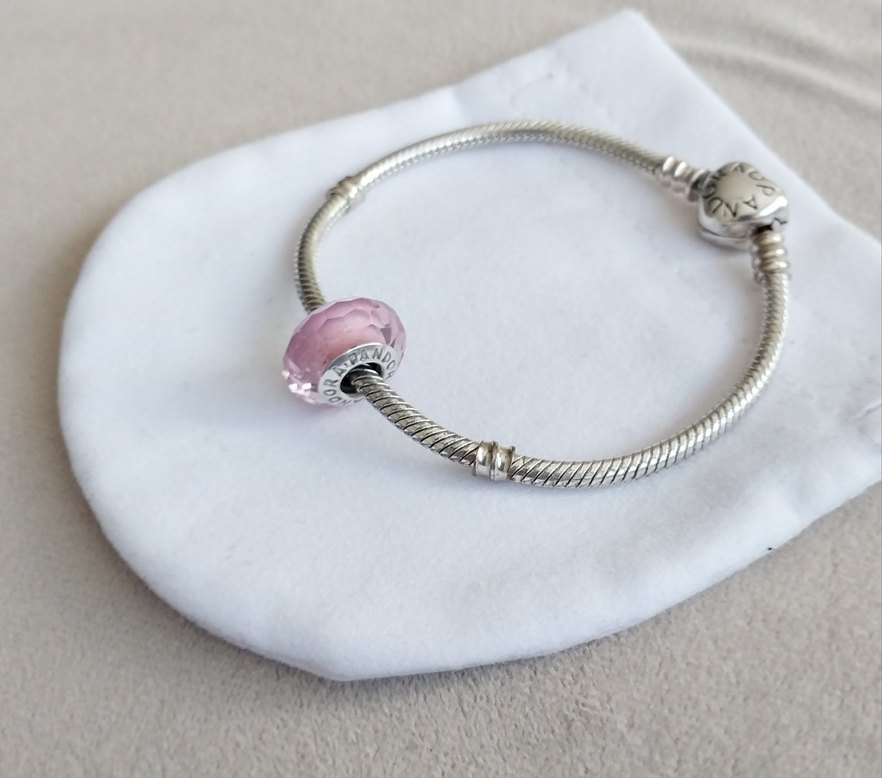 PEMBE YÜZEYLİ CAM MURANO CHARM - Görsel 2