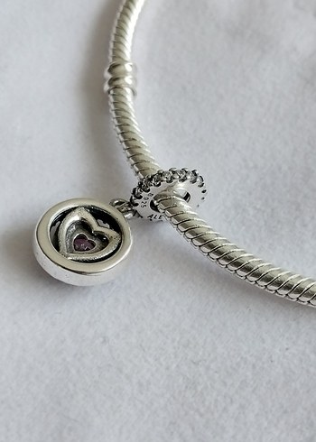 IŞILTILI ÇİFT HALE KALPLİ SALLANTILI CHARM - Görsel 3