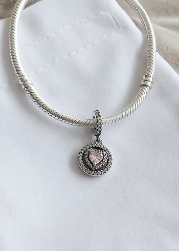 IŞILTILI ÇİFT HALE KALPLİ SALLANTILI CHARM - Görsel 2