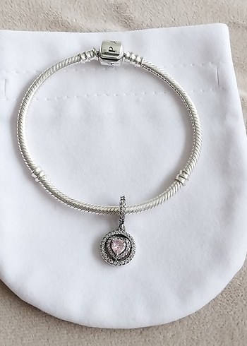 IŞILTILI ÇİFT HALE KALPLİ SALLANTILI CHARM - Görsel 5