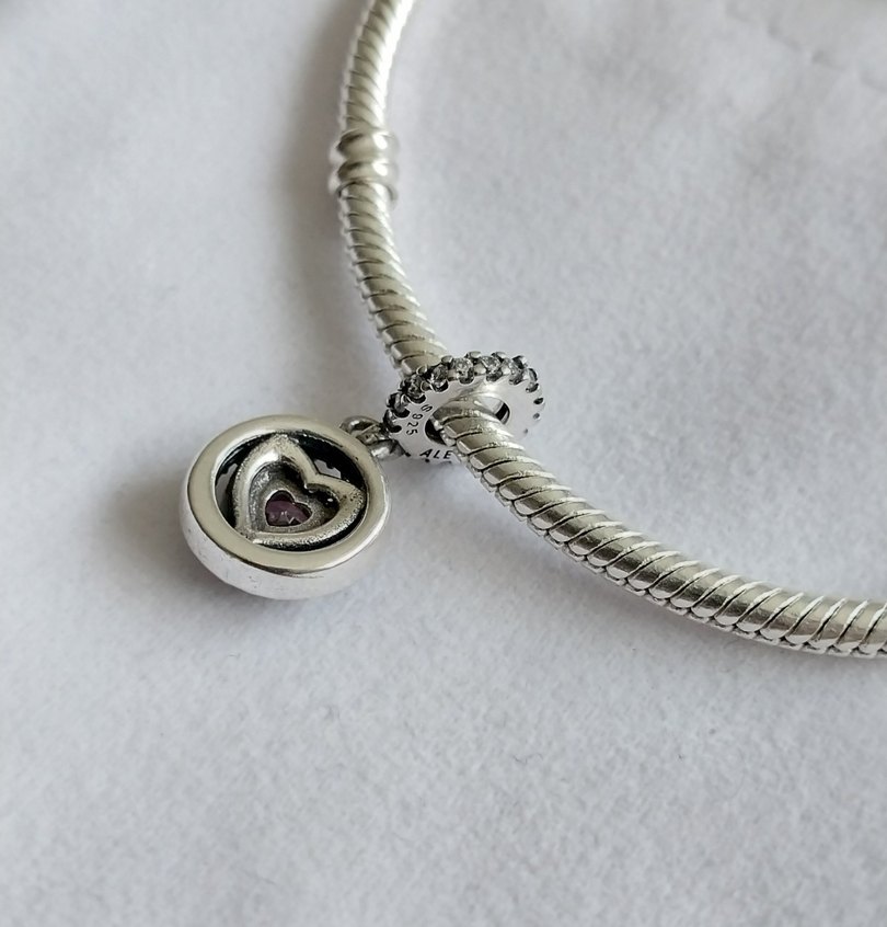 IŞILTILI ÇİFT HALE KALPLİ SALLANTILI CHARM - Görsel 3