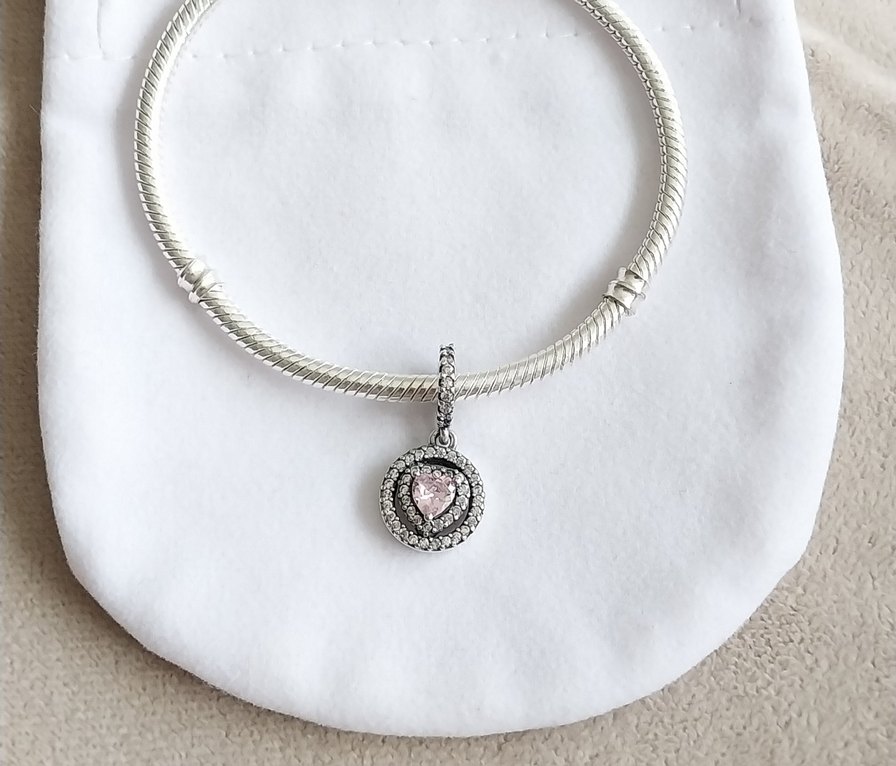 IŞILTILI ÇİFT HALE KALPLİ SALLANTILI CHARM - Görsel 4