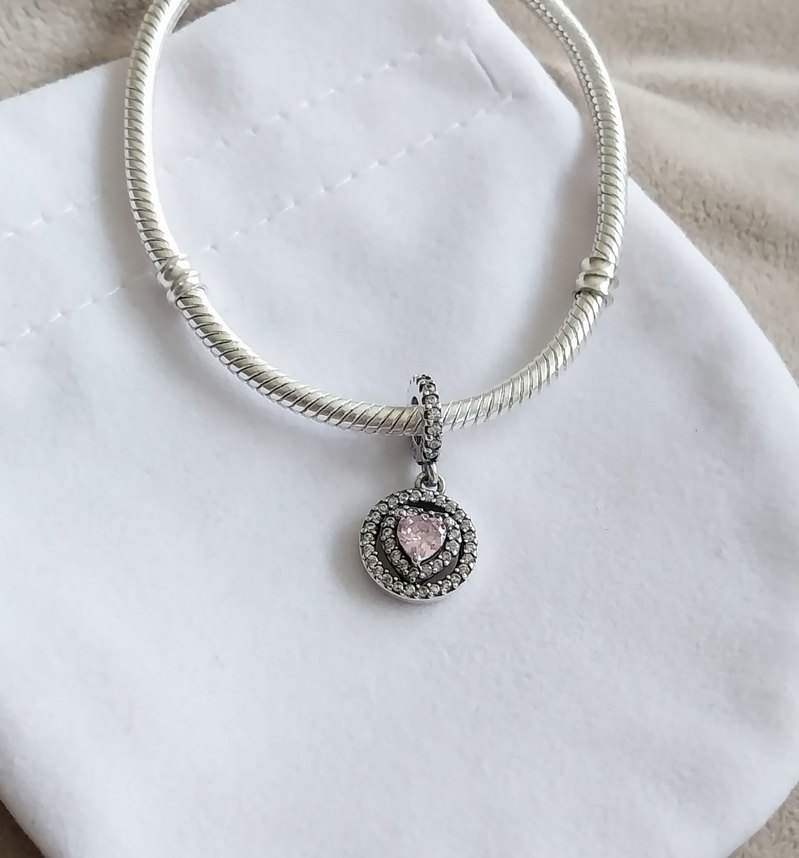 IŞILTILI ÇİFT HALE KALPLİ SALLANTILI CHARM - Görsel 2