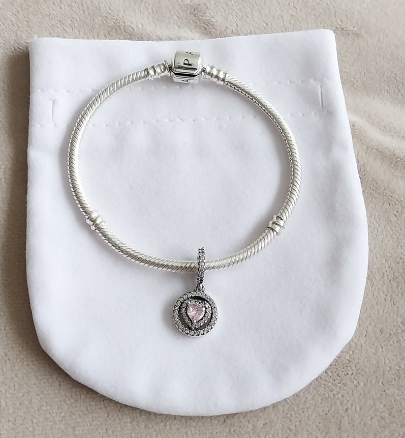 IŞILTILI ÇİFT HALE KALPLİ SALLANTILI CHARM - Görsel 5