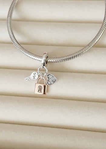 İKİ RENKLİ ANAHTAR, ASMA KİLİT VE KALP SALLANTILI CHARM - Görsel 5