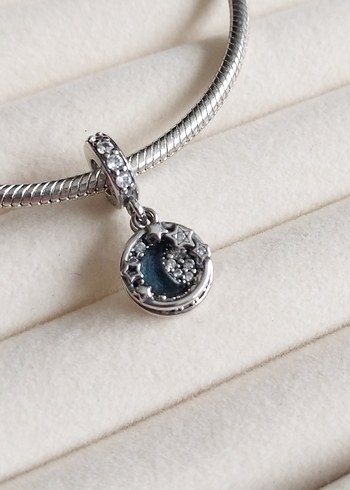 MAVİ GECE GÖKYÜZÜ HİLAL VE YILDIZLAR SALLANTILI CHARM - Görsel 3