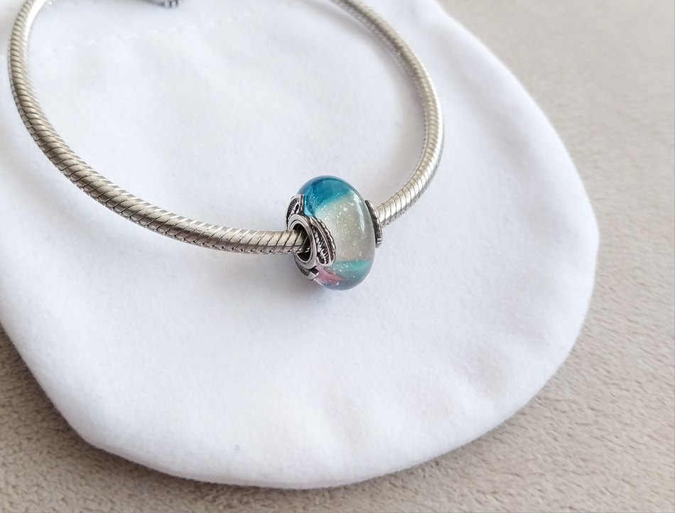 Renkli Murano Cam ve Tüy Charm - Görsel 2