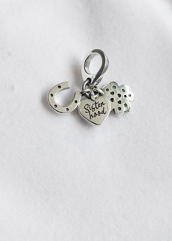 Dört Yapraklı Yonca, Kalp ve At Nalı Üçlü Sallantılı Charm - Görsel 3