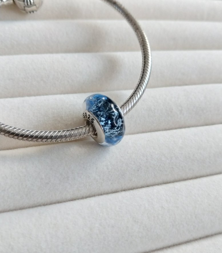 DALGALI KOYU MAVİ MURANO CHARM - Görsel 2