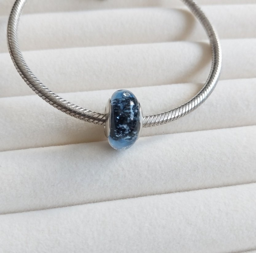 DALGALI KOYU MAVİ MURANO CHARM - Görsel 4