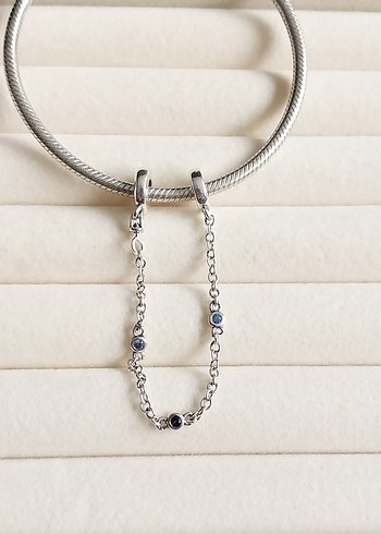 ÜÇ MAVİ TAŞLI GÜVENLİK ZİNCİRİ - Görsel 2