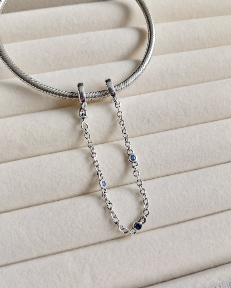ÜÇ MAVİ TAŞLI GÜVENLİK ZİNCİRİ - Görsel 3