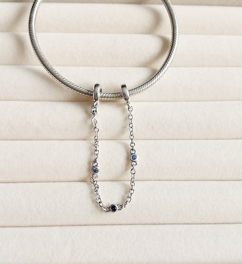 ÜÇ MAVİ TAŞLI GÜVENLİK ZİNCİRİ - Görsel 2