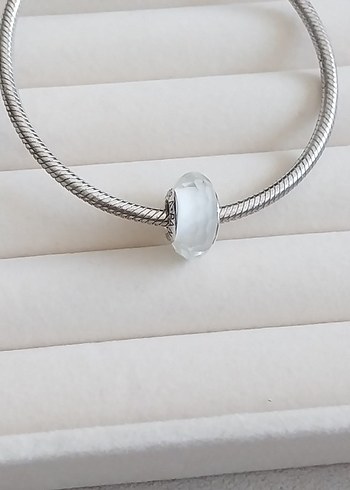 BEYAZ YÜZEYLİ CAM MURANO CHARM - Görsel 6