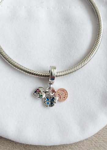 İki Renkli Gökkuşağı Kalp, Kelebek ve Barış Charm - Görsel 2