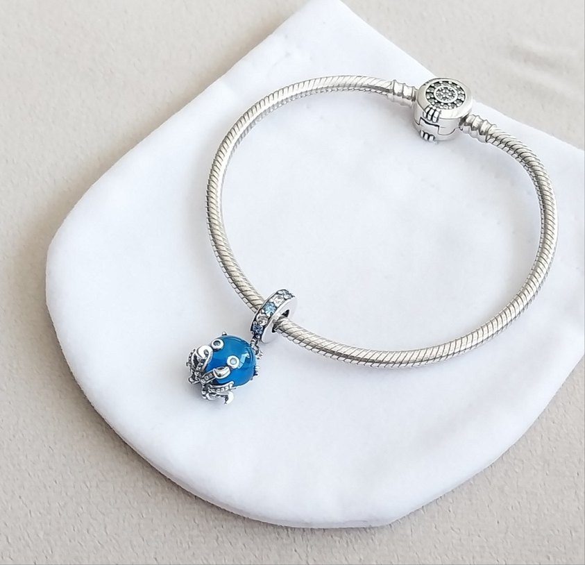 Murano Camı Sevimli Ahtapot Sallantılı Charm - Görsel 4