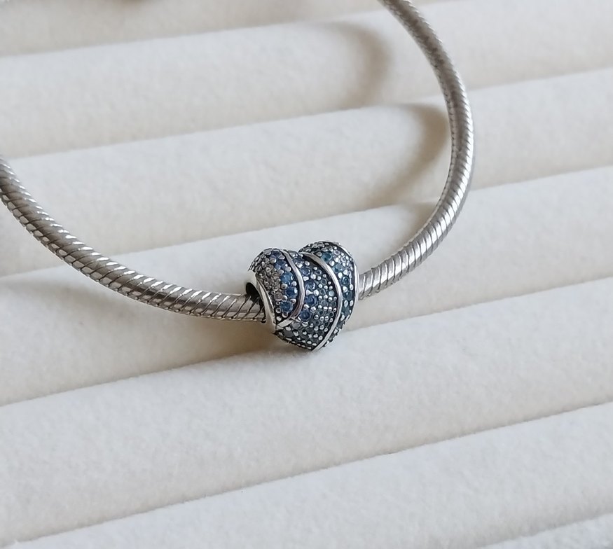 SU MAVİSİ KALP GÜMÜŞ TILSIMI CHARM - Görsel 3