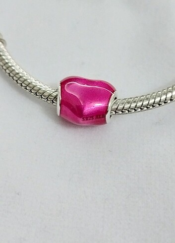 Pandora METALİK PEMBE KALP CHARM