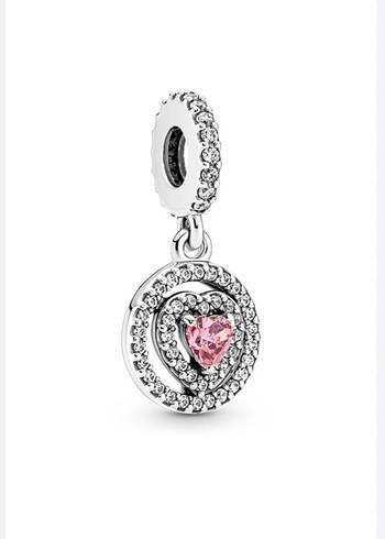 IŞILTILI ÇİFT HALE KALPLİ SALLANTILI CHARM