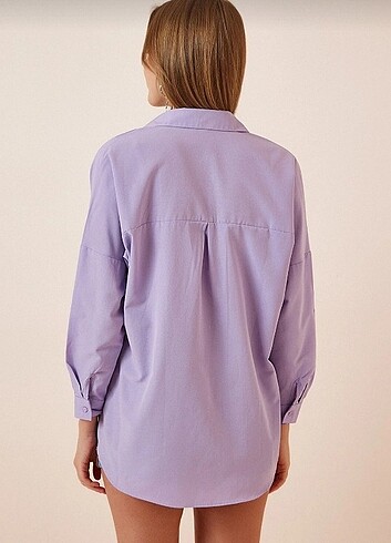 36 Beden Mor Oversize spor gömlek