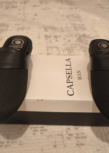 Diğer Capsella Siyah Deri Slip On Terlik