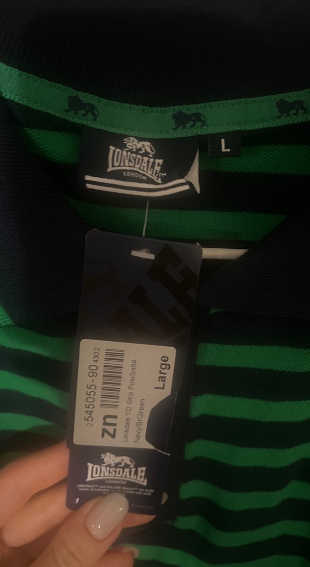 Lonsdale Koyu Yeşil siyah  Çizgili Erkek Polo Tişört - Görsel 3