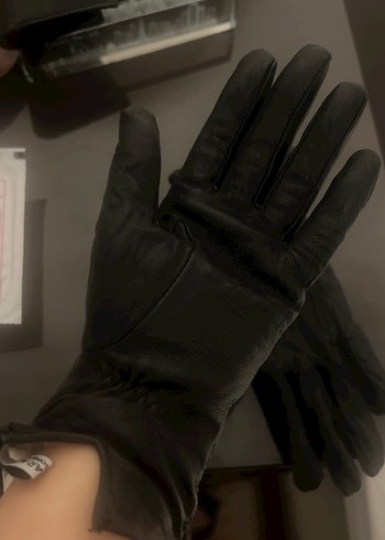 %100 Deri Siyah Biker Eldivenler - Görsel 5