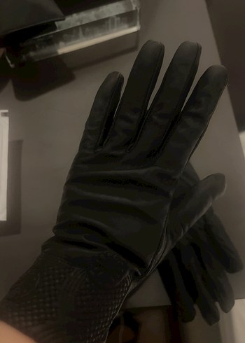 %100 Deri Siyah Biker Eldivenler - Görsel 6