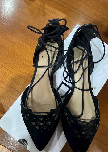 Siyah Süet Dantel Detaylı Stiletto Kadın Babet - Görsel 3
