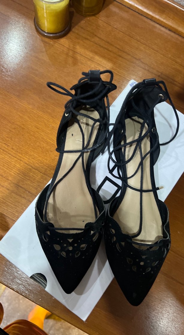 Siyah Süet Dantel Detaylı Stiletto Kadın Babet - Görsel 3