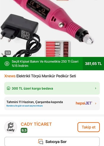Xnews Elektrikli Manikür Pedikür Törpü Seti