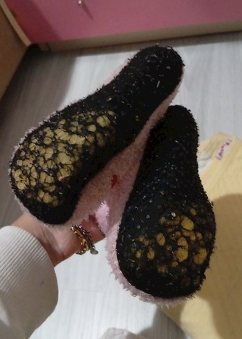 Kızlar için Pembe Nakışlı Sıcak Ev Terliği - Görsel 6