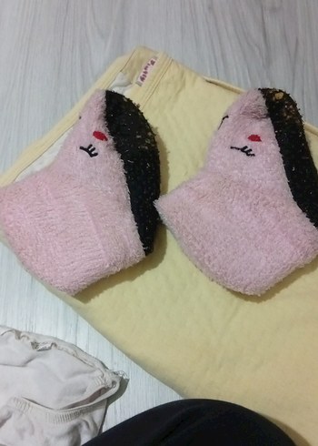 Kızlar için Pembe Nakışlı Sıcak Ev Terliği - Görsel 5