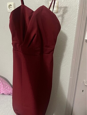 s Beden bordo Renk Sıfır Bordo elbise