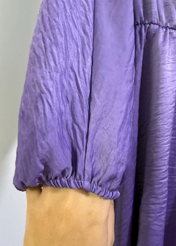 Mor Midi Salaş Pilili Elbise - Görsel 4