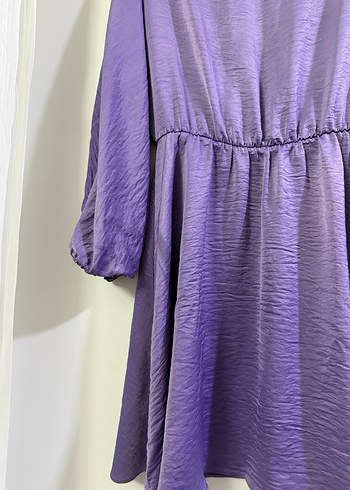 Mor Midi Salaş Pilili Elbise - Görsel 3