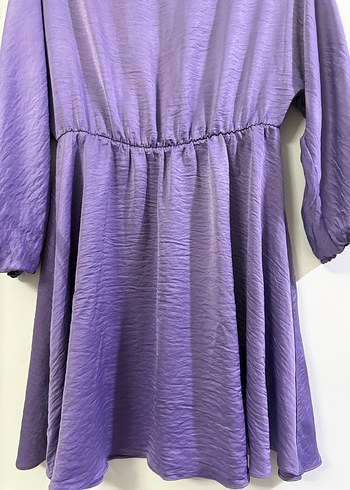 Mor Midi Salaş Pilili Elbise - Görsel 2