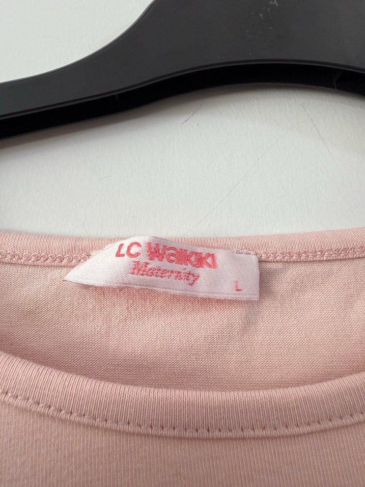 Pembe Uzun Kollu Hamile Tişörtü - Görsel 3