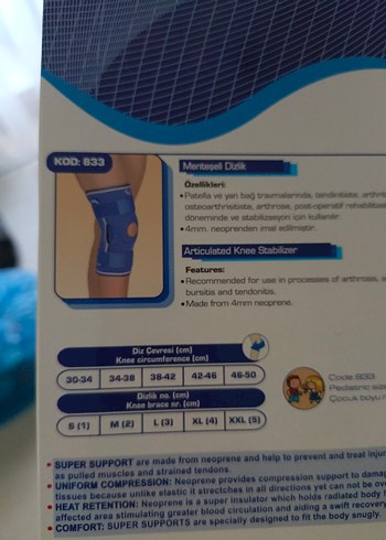 Menteseli Mavi Dizlik - Ayarlanabilir Velcro - Görsel 3