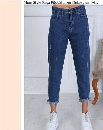 mom Jean püskül detay kot pantolon
