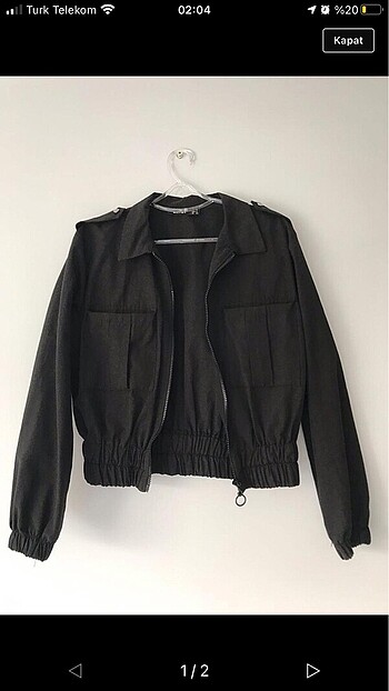 Siyah bomber ceket keten