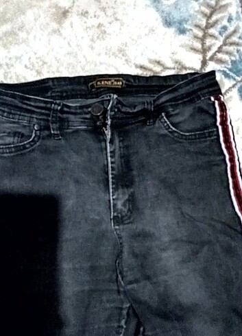 Diğer Yüksek bel yanları şeritli jean
