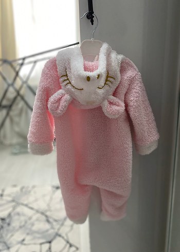 Patikli Pembe Kapüşonlu Kız Bebek Tulum - Görsel 2