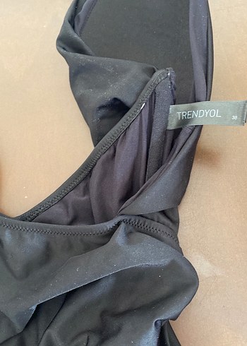 Siyah Drapeli Strappy Kadın Mayo - Görsel 3